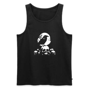 Big mystical raven sitting on sculls - Men's Premium Organic Tank Top - black - Front - Michal (187cm)