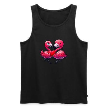 Flamingo Herz Liebe Valentinstag Romantik - Männer Premium Bio Tank Top - Schwarz - Vorne - Michal (187cm)