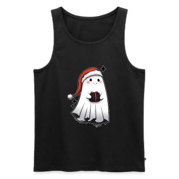 Christmas Ghost Kalervo Imprimer - Débardeur bio Premium Homme - noir - Devant - AI Model Male 178 light (178cm)