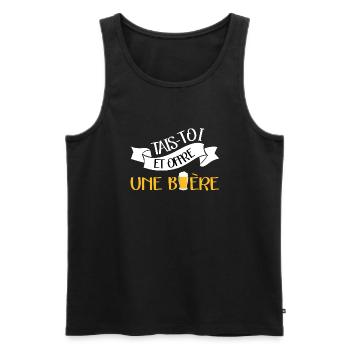 Tais-toi et offre moi une bière t-shirt homme - Débardeur bio Premium Homme - noir - Devant - AI Model Male 178 light (178cm)