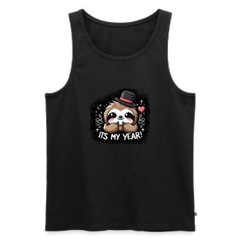 Neujahr Sylvester Faultier Das Ist Mein Jahr - Männer Premium Bio Tank Top - Schwarz - Vorne - AI Model Male 178 light (178cm)