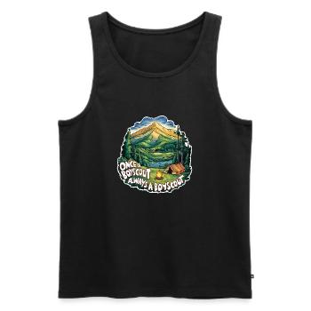 Once a camper, always a camper, pure nature experience - Men's Premium Organic Tank Top - black - Front - AI Model Male 178 light (178cm)