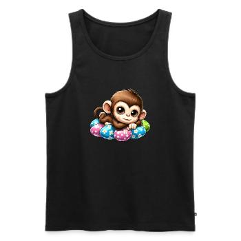 Cute Monkey Easter Eggs Easter Chilling Cartoon - Men's Premium Organic Tank Top - black - Front - Michal (187cm)