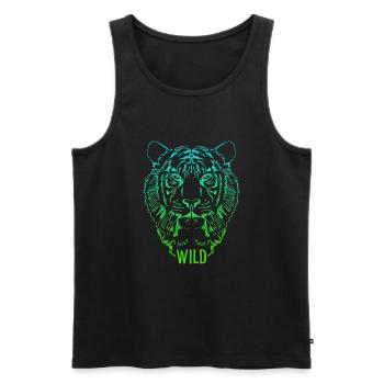 Wild Tigerkopf Skizze - Männer Premium Bio Tank Top - Schwarz - Vorne - Michal (187cm)