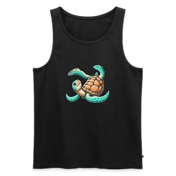 Clumsy turtle in handstand - Men's Premium Organic Tank Top - black - Front - AI Model Male 178 light (178cm)