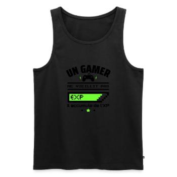 un gamer ne vieillit pas,idée cadeau anniversaire - Débardeur bio Premium Homme - noir - Devant - AI Model Male 178 light (178cm)