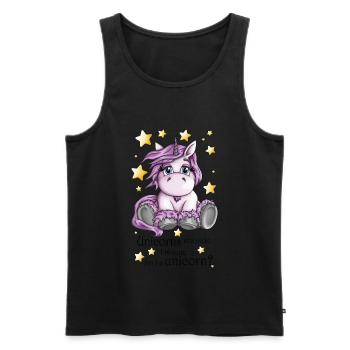 Cuddly Unicorn Starry Sky Illustration Motif - Men's Premium Organic Tank Top - black - Front - AI Model Male 178 light (178cm)
