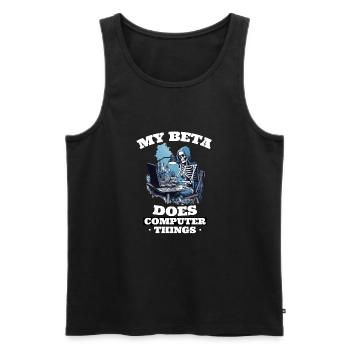 Mein Beta macht Computerdinge Programmierer - Männer Premium Bio Tank Top - Schwarz - Vorne - Michal (187cm)