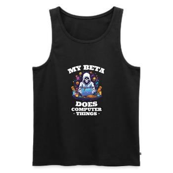 Mein Beta macht Computerdinge Programmierer - Männer Premium Bio Tank Top - Schwarz - Vorne - Michal (187cm)