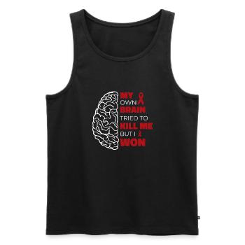 Mein eigenes Gehirn hat versucht, mich zu töten, - Männer Premium Bio Tank Top - Schwarz - Vorne - AI Model Male 178 light (178cm)
