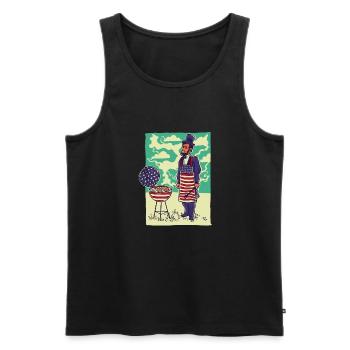 Grill Master USA Flag Abraham Lincoln Barbeque - Men's Premium Organic Tank Top - black - Front - AI Model Male 178 light (178cm)