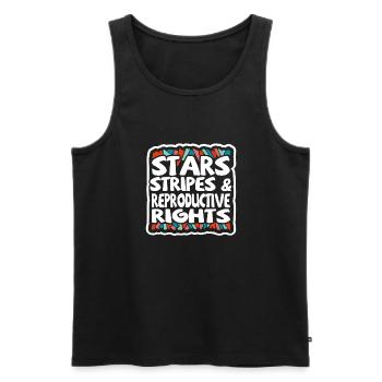 Star stripes and reproduction rights - Men's Premium Organic Tank Top - black - Front - AI Model Male 178 light (178cm)
