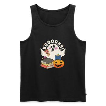 Groovy Lire la suite Livres Ghost Cute Funny - Débardeur bio Premium Homme - noir - Devant - Michal (187cm)