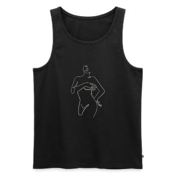 Line Art Drawn Woman with Hat Design - Débardeur bio Premium Homme - noir - Devant - AI Model Male 178 light (178cm)