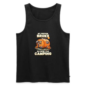 Namaste Witches Yoga Halloween Kostüm Besen - Männer Premium Bio Tank Top - Schwarz - Vorne - Michal (187cm)