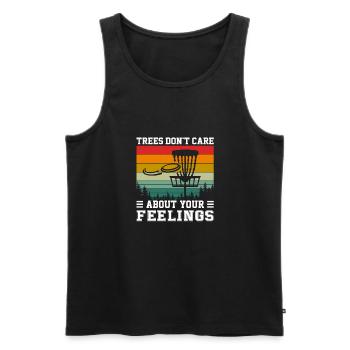 Trees Don't Care Disc Golf Disc Golfer Sport - Men's Premium Organic Tank Top - black - Front - Michal (187cm)