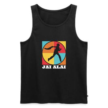 Rétro Jai Alai Pelote Basque Raquette La Plus Rapide - Débardeur bio Premium Homme - noir - Devant - Michal (187cm)