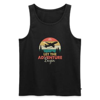 Let the adventure begin - travelling by plane - Men's Premium Organic Tank Top - black - Front - Michal (187cm)