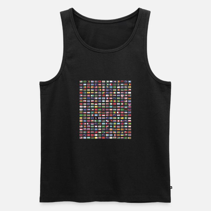 Drapeaux internationaux du monde - Drapeaux des pays - Débardeur bio Premium Homme - noir