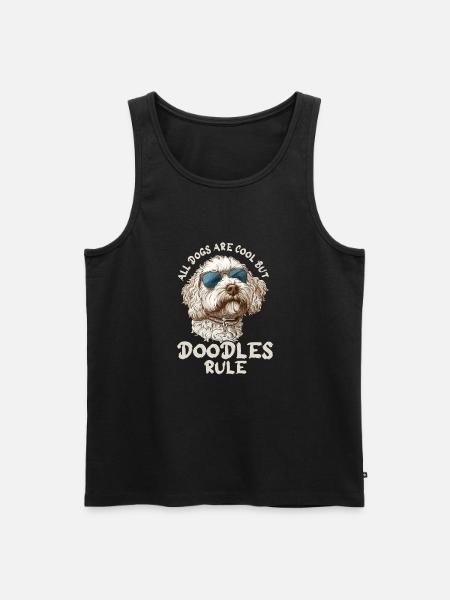 Alle hunde er seje, men kruseduller styrer labradoodle - Herre Premium økologisk tanktop - sort