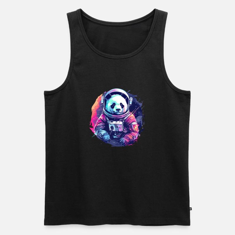 Panda Astronaut - Bamboo Rocket Adventures - Männer Premium Bio Tank Top - Schwarz