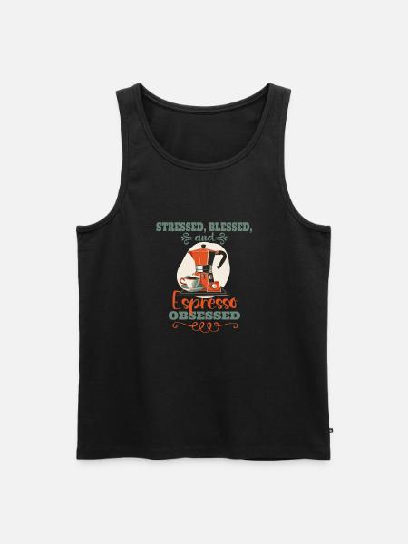 Stressed Espresso Obsessed - Coffee Lover - Men's Premium Organic Tank Top - black