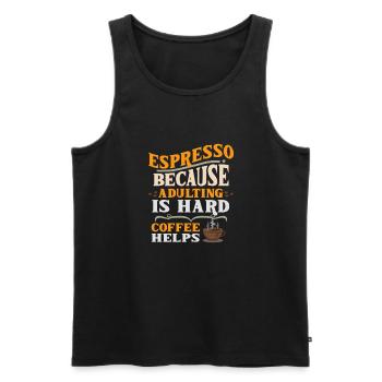Espresso parce que grandir est difficile - Café - Débardeur bio Premium Homme - noir - Devant - AI Model Male 178 light (178cm)