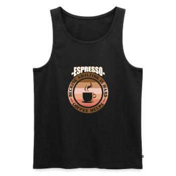 Espresso parce que grandir est difficile - Café - Débardeur bio Premium Homme - noir - Devant - AI Model Male 178 light (178cm)