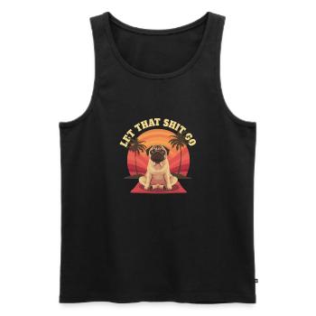 Pug Meditates Lotus Tree of Life Meditation - Men's Premium Organic Tank Top - black - Front - Michal (187cm)