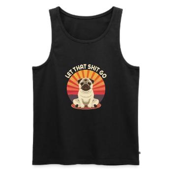 Pug Meditates Lotus Tree of Life Meditation - Men's Premium Organic Tank Top - black - Front - Michal (187cm)