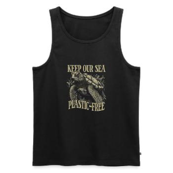 Keep Our Sea Plastic-Free Turtle - Men's Premium Organic Tank Top - black - Front - Michal (187cm)