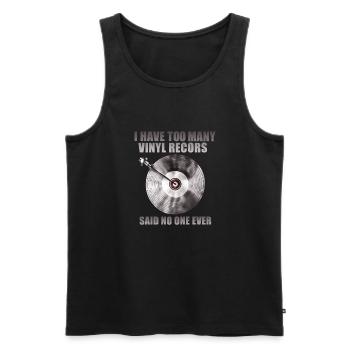 Zu Viele Vinylplatten Sagt Niemand Jemals - Männer Premium Bio Tank Top - Schwarz - Vorne - AI Model Male 178 light (178cm)