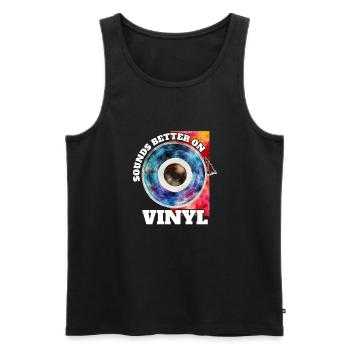 Sounds better on vinyl retro music lovers - Men's Premium Organic Tank Top - black - Front - Michal (187cm)