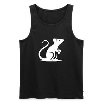 Minimalistische Ratte Maus Silhouette - Männer Premium Bio Tank Top - Schwarz - Vorne - AI Model Male 178 light (178cm)