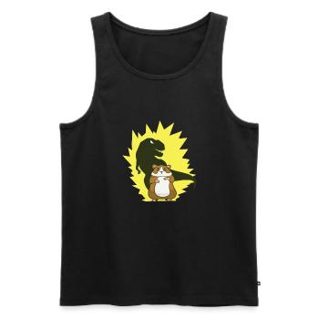 Guinea Pig with T-Rex Shadow - Fun - Men's Premium Organic Tank Top - black - Front - AI Model Male 178 light (178cm)