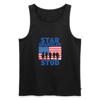Star Spangled Stud Signe de paix Drapeau des États-Unis - Débardeur bio Premium Homme - noir - Devant - Michal (187cm)
