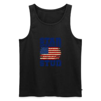 Star Spangled Stud Signe de paix Drapeau des États-Unis - Débardeur bio Premium Homme - noir - Devant - Michal (187cm)