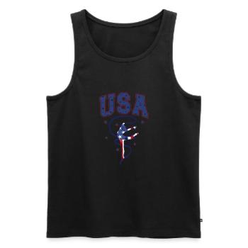 États-Unis Gymnastique Patriots Stars Feux d’artifice - Débardeur bio Premium Homme - noir - Devant - Michal (187cm)