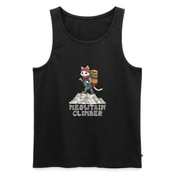 Meowtain Climber Cat Summit Adventure - Men's Premium Organic Tank Top - black - Front - AI Model Male 178 light (178cm)