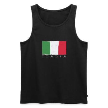 Italian flag with lettering Italia - Men's Premium Organic Tank Top - black - Front - Michal (187cm)