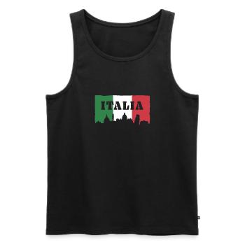 Italian flag with lettering Italia - Men's Premium Organic Tank Top - black - Front - Michal (187cm)