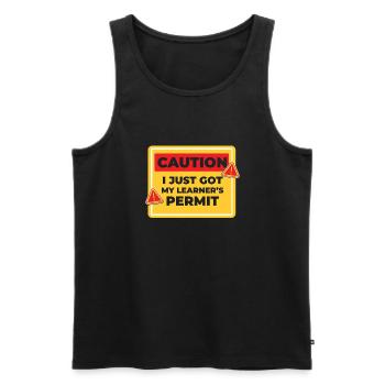 Caution I have received my driver's license - Men's Premium Organic Tank Top - black - Front - Michal (187cm)