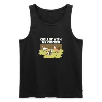 Chillin' With My Chickens Art Design pour - Débardeur bio Premium Homme - noir - Devant - Michal (187cm)