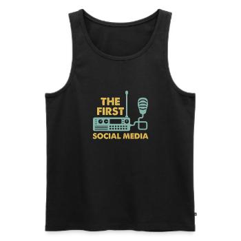 Das Erste Soziale Medium Funkgerät Mikrofon Retro - Männer Premium Bio Tank Top - Schwarz - Vorne - Michal (187cm)