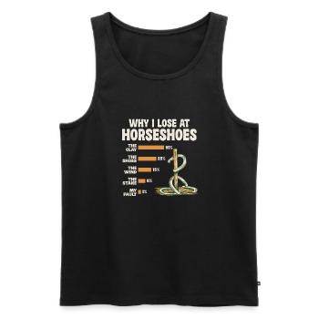 Warum Ich Bei Hufeisen Verliere Humorvolle Grafik - Männer Premium Bio Tank Top - Schwarz - Vorne - AI Model Male 178 light (178cm)