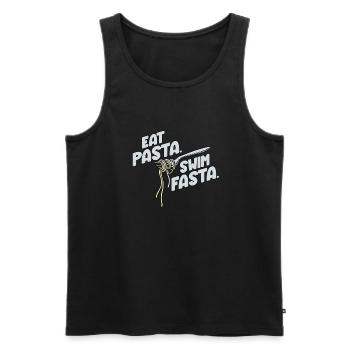 Eat Pasta Swim Fasta Lustiger Wassersport Slogan - Männer Premium Bio Tank Top - Schwarz - Vorne - Michal (187cm)