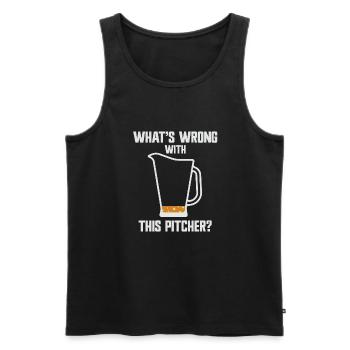 What's Wrong With This Pitcher? Humorvolle Grafik - Männer Premium Bio Tank Top - Schwarz - Vorne - Michal (187cm)