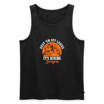 Dust 'Em Off Ladies It's Riding Season Hexenflug - Men's Premium Organic Tank Top - black - Front - Michal (187cm)