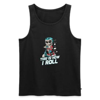 How I Roll: Skater Skeleton on Scooter - Men's Premium Organic Tank Top - black - Front - AI Model Male 178 light (178cm)