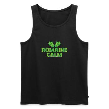 Romaine Calm Funny Vegetable Design - Men's Premium Organic Tank Top - black - Front - AI Model Male 178 light (178cm)